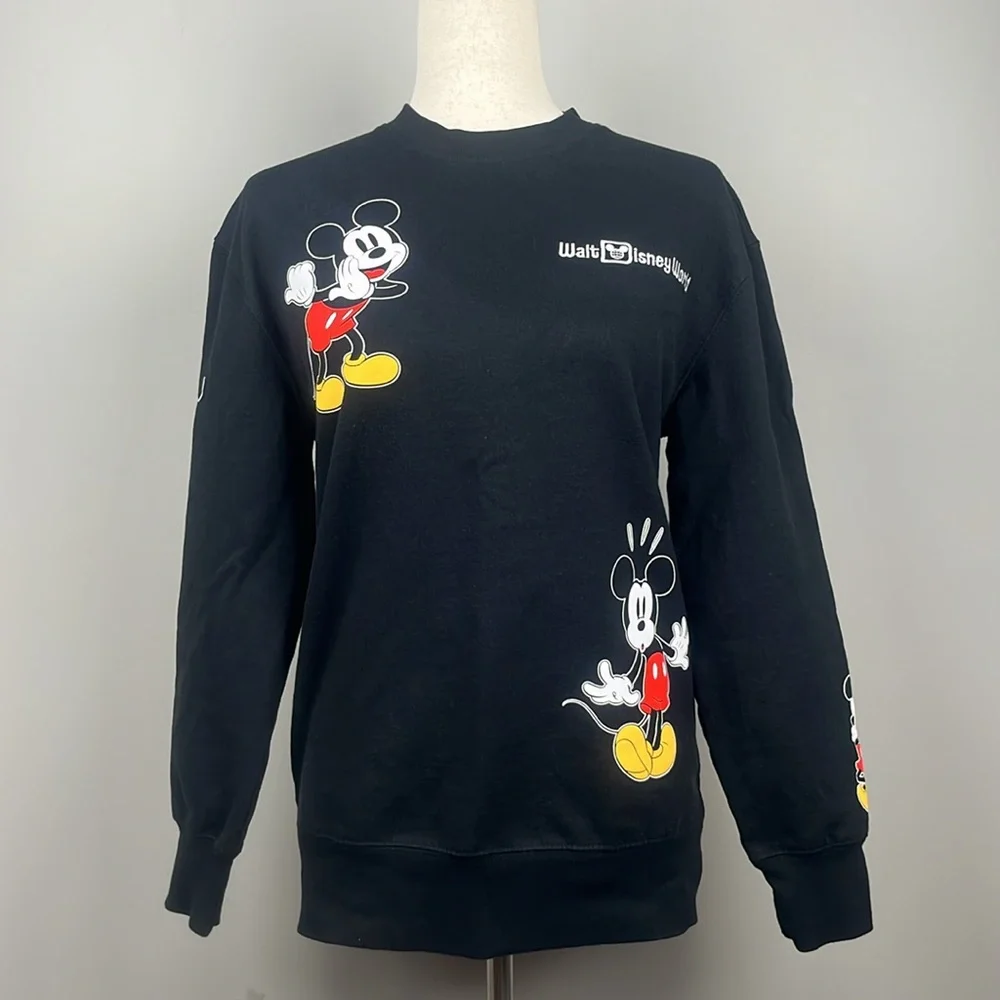 Walt Disney World Unisex Black Crewneck Mickey Mouse Sweatshirt SZ S